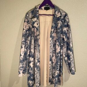 Faux leather floral print jacket